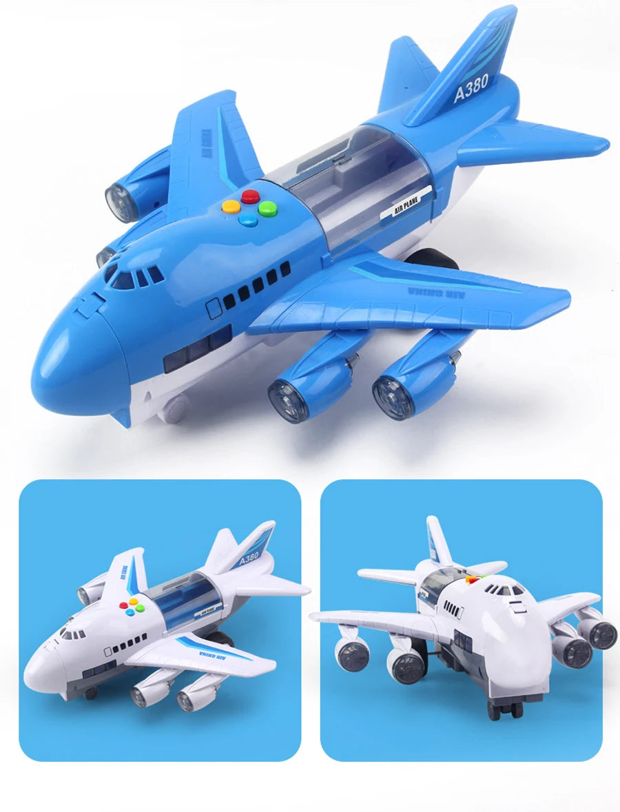 Simulation Track Inertia Airplane Music Stroy With Lighting Plane Toy Kids Gift