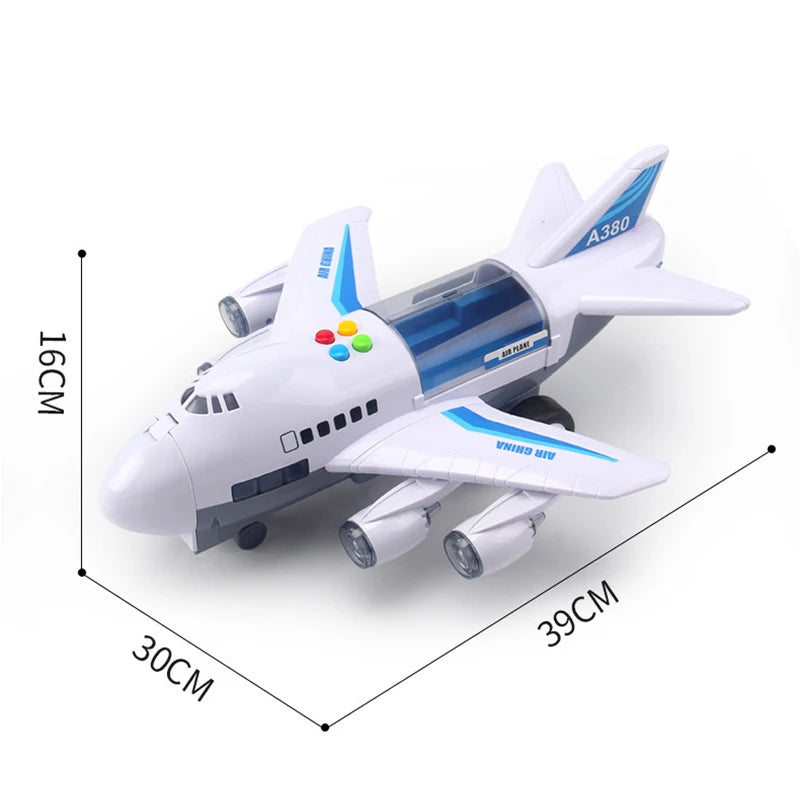 Simulation Track Inertia Airplane Music Stroy With Lighting Plane Toy Kids Gift