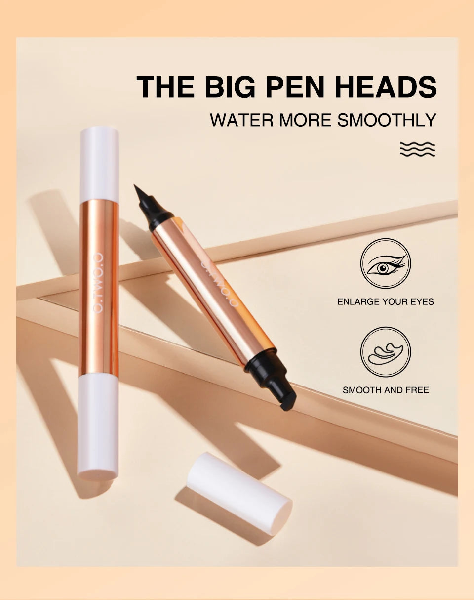 O.TWO.O Eyeliner Stamp Black Liquid Pen Waterproof Fast Dry Double-ended