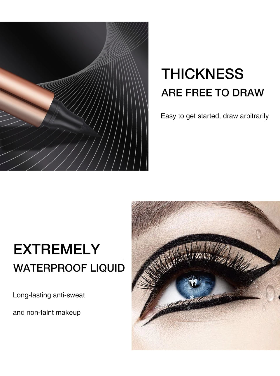 O.TWO.O Eyeliner Stamp Black Liquid Pen Waterproof Fast Dry Double-ended