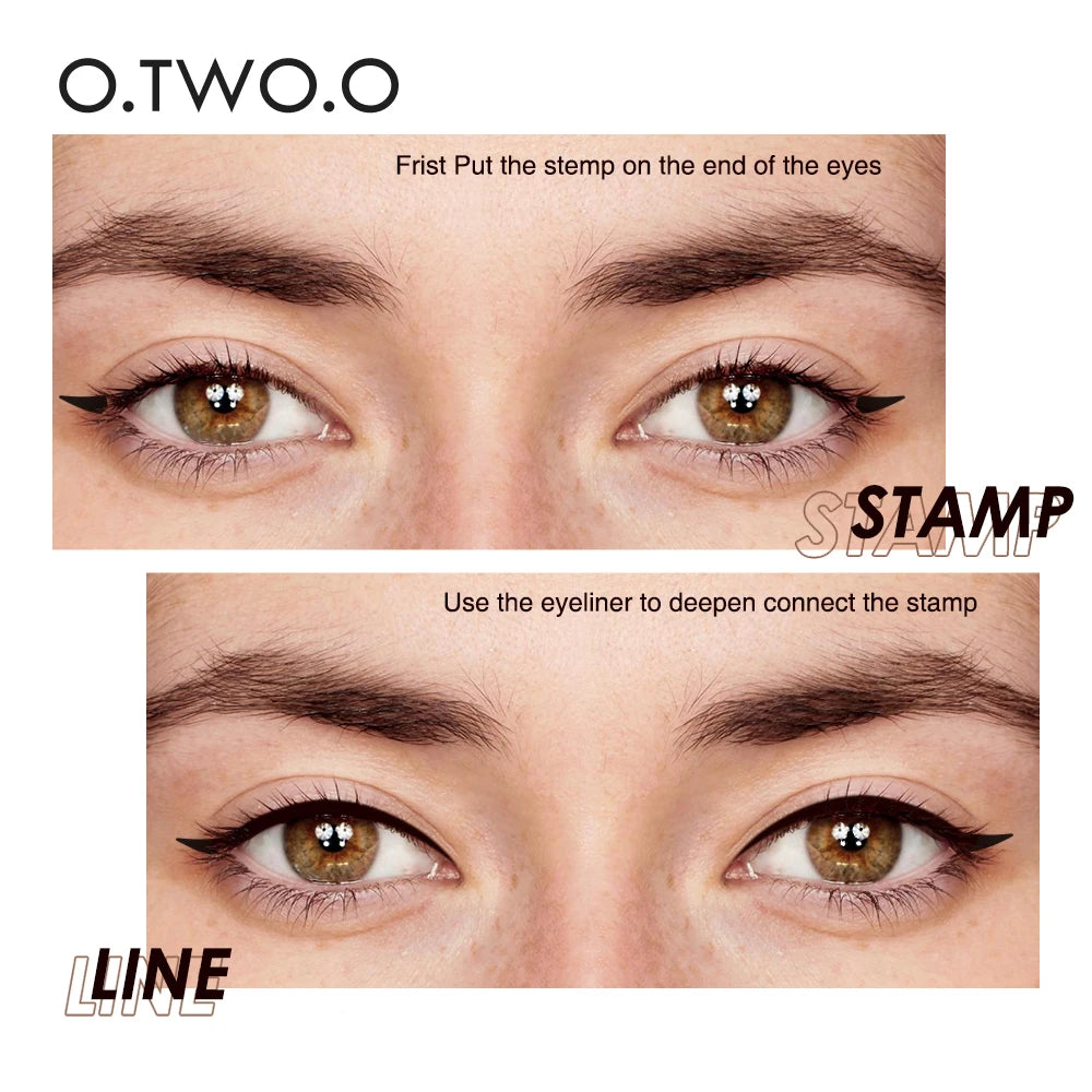 O.TWO.O Eyeliner Stamp Black Liquid Pen Waterproof Fast Dry Double-ended
