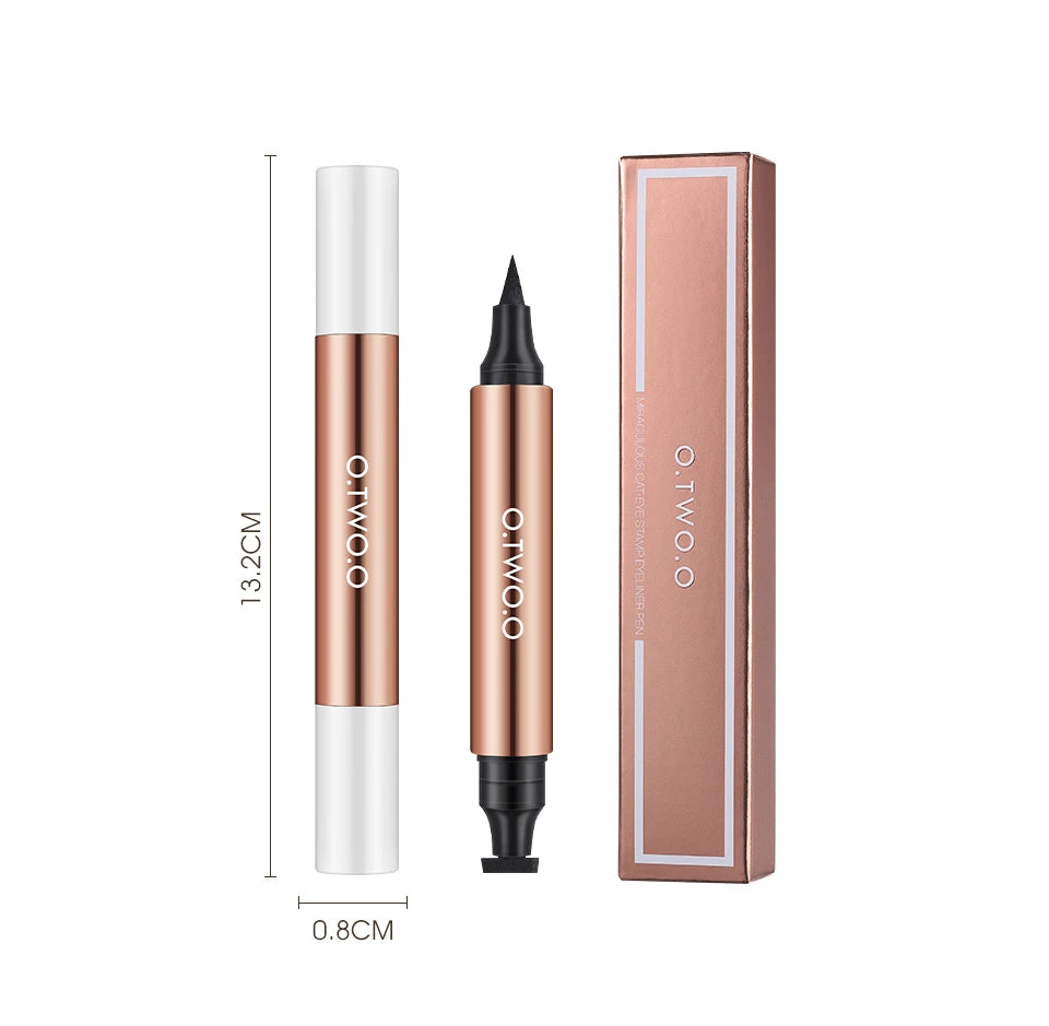 O.TWO.O Eyeliner Stamp Black Liquid Pen Waterproof Fast Dry Double-ended