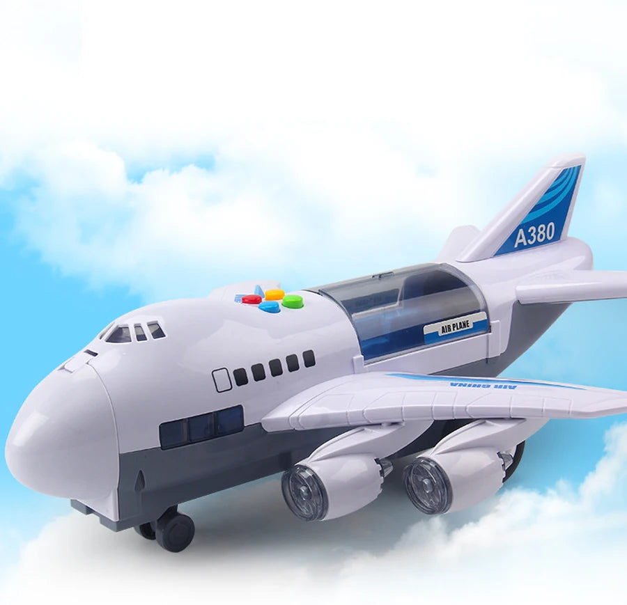 Simulation Track Inertia Airplane Music Stroy With Lighting Plane Toy Kids Gift