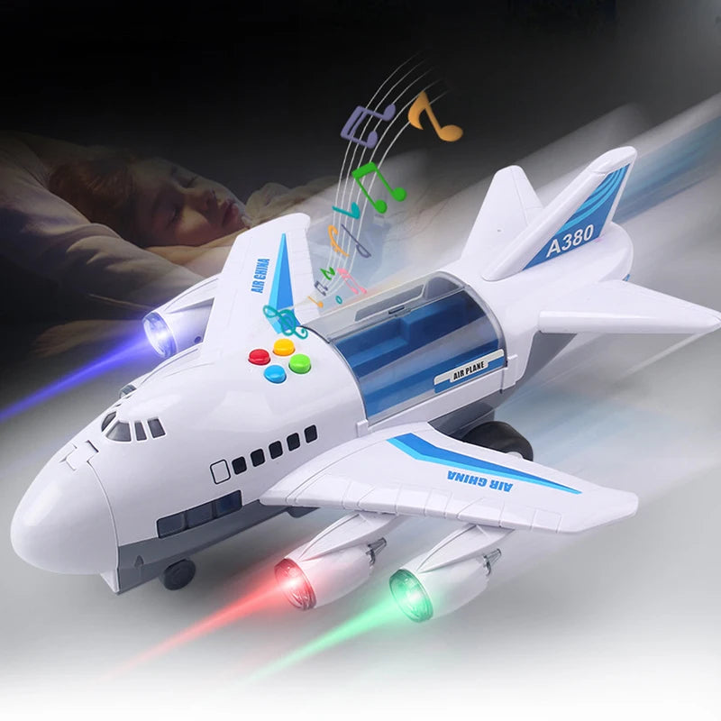 Simulation Track Inertia Airplane Music Stroy With Lighting Plane Toy Kids Gift