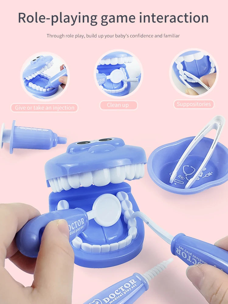 Plastic Simulation Dentist Play Set Medical Kit Pretend Toy for Kids