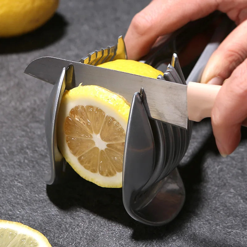 Stainless Steel Kitchen Handheld Orange Lemon Slicer Tomato Cutting Clip Fruit Slicer Onion Slicer