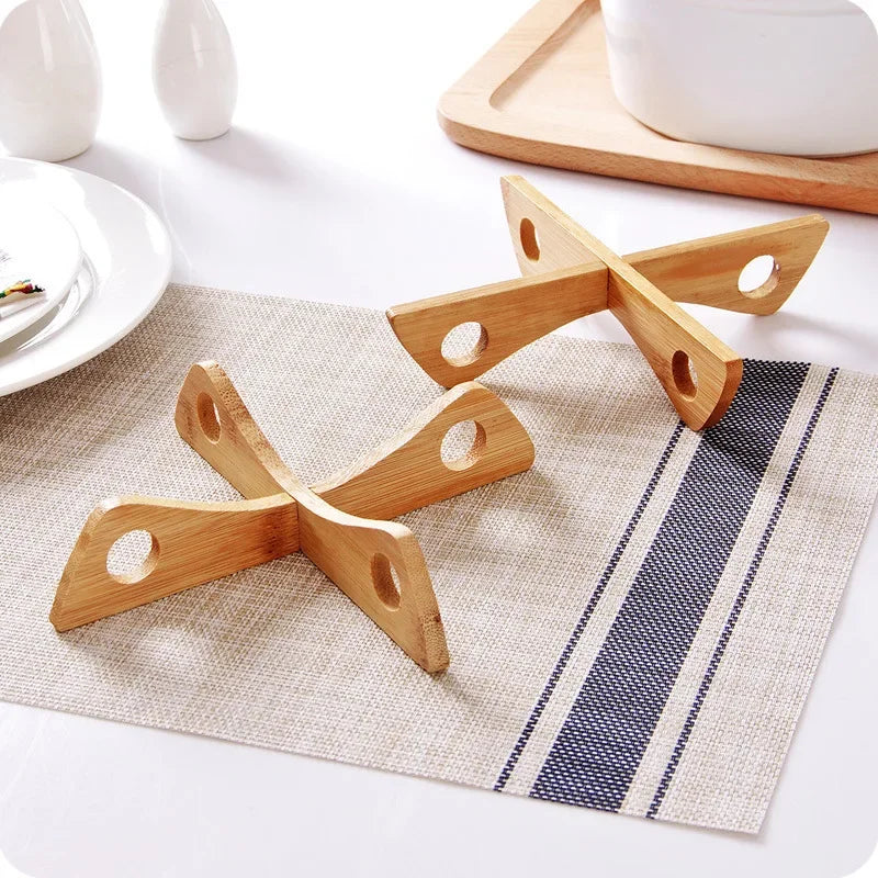 Tray Rack Detachable Wood Table Mat Kitchen Pot Heat Insulated Cooling Dish Potholders