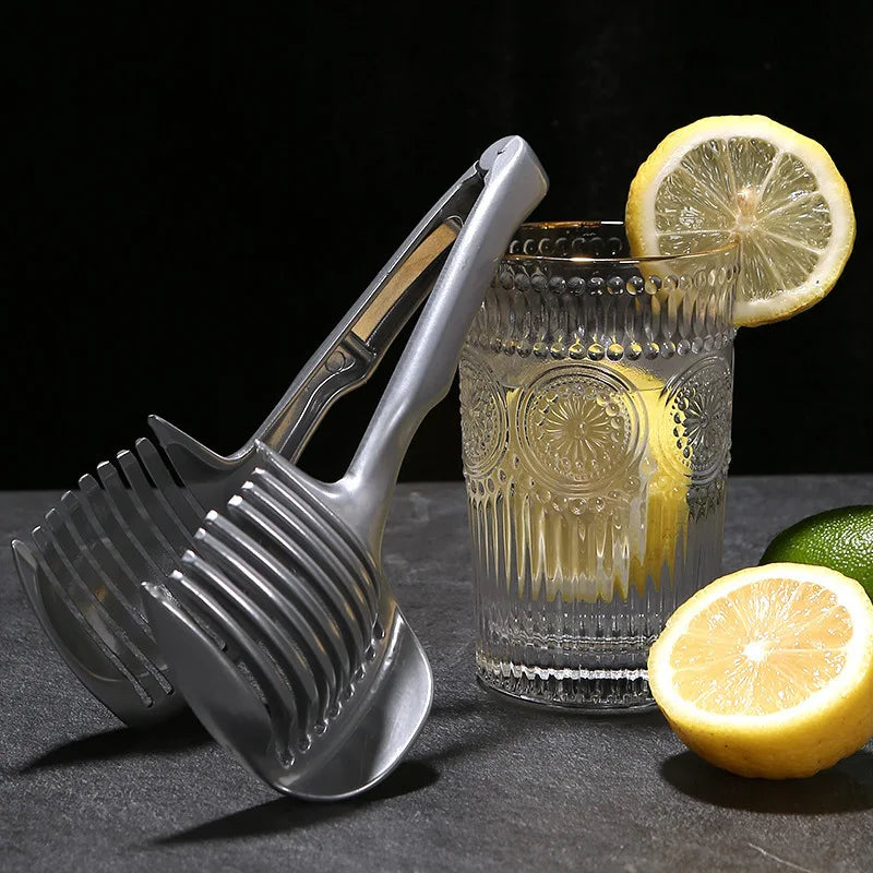 Stainless Steel Kitchen Handheld Orange Lemon Slicer Tomato Cutting Clip Fruit Slicer Onion Slicer