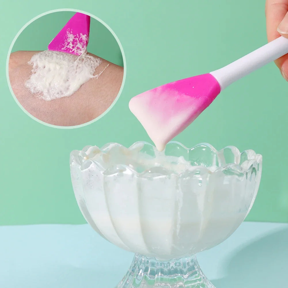 Double Head Facial Mask Brush Silicone Applicator Women Skin Face Cleansing Care