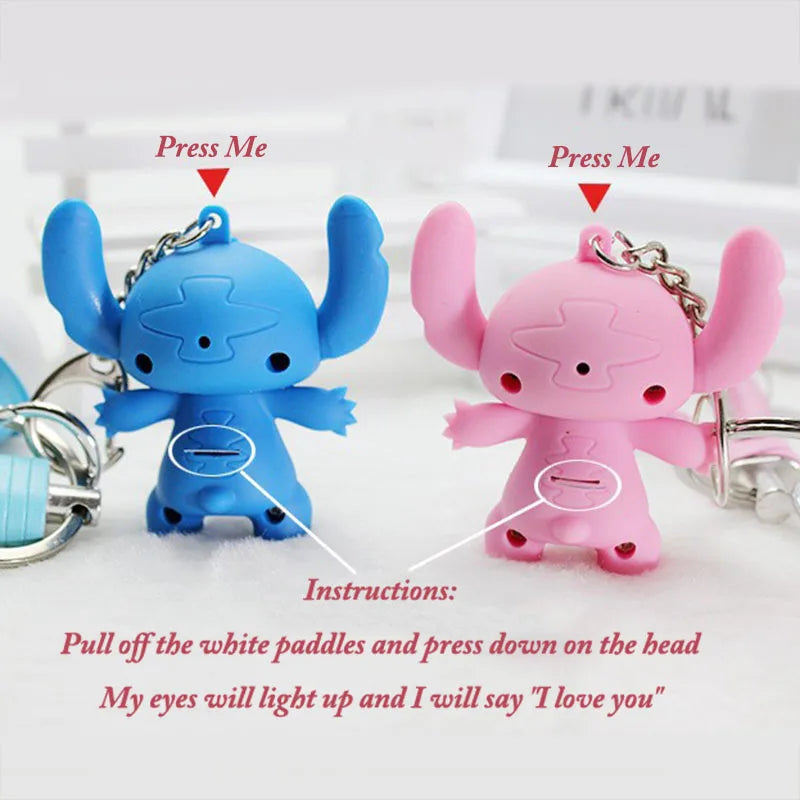 Disney Stitch LED Keychain Anime Cartoon Figures