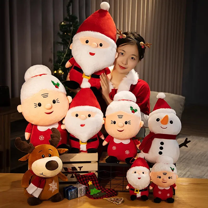 Cute Santa Claus Snowman Elk Granny Plush Toys Christmas Decor Dolls