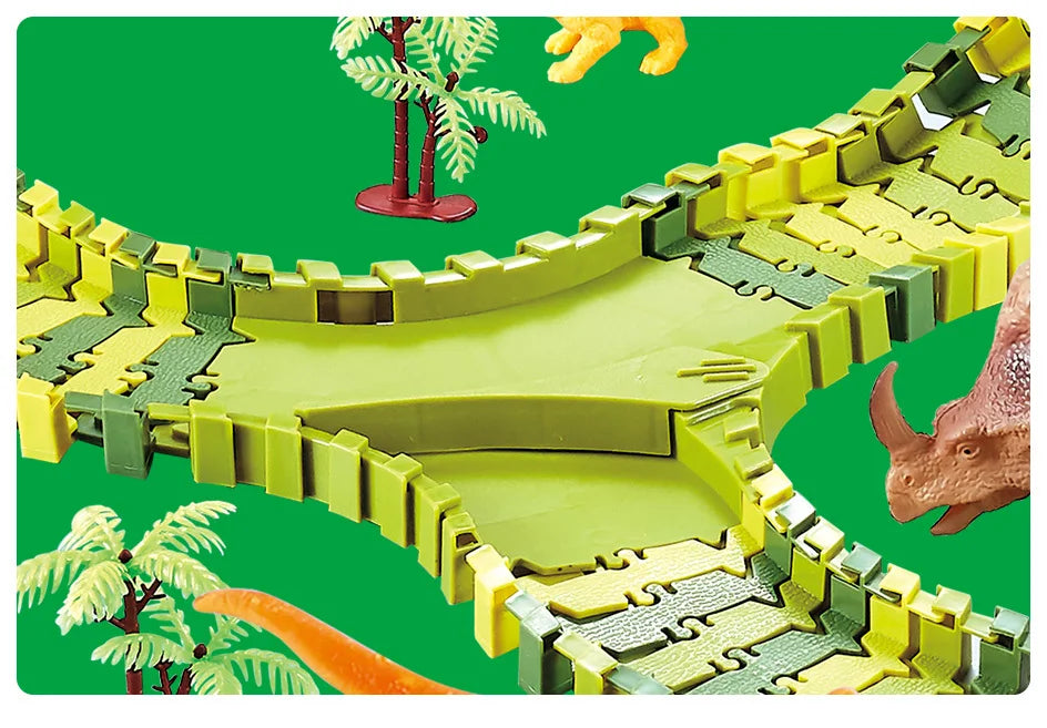 Kids Railway Toy Dinosaur Racing Tracks Electric Rail Cars