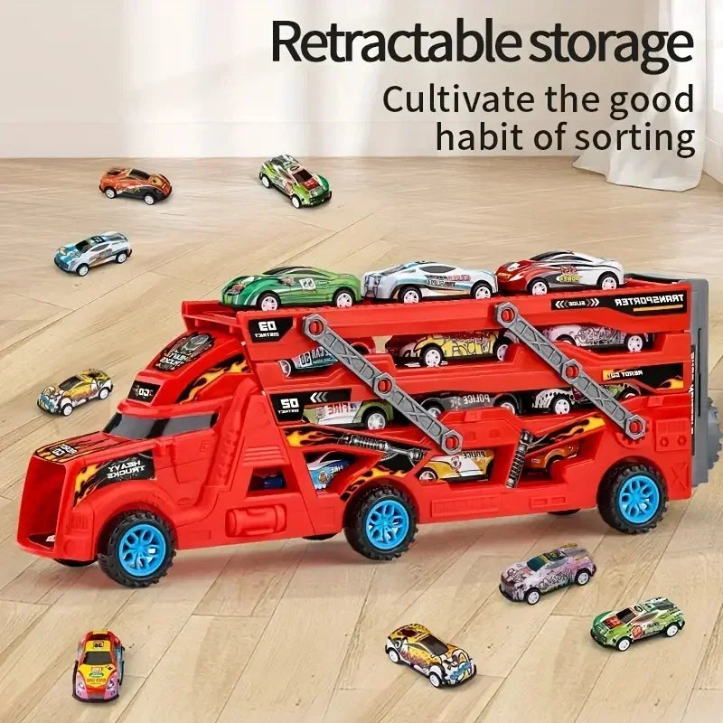 Large Kid Truck Deformation Transporter Car-Track Racing