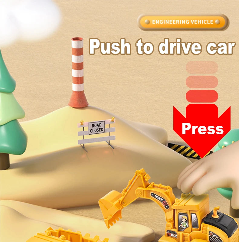 Engineering Vehicle Model Press Sliding Car Excavator Bulldozer for Children