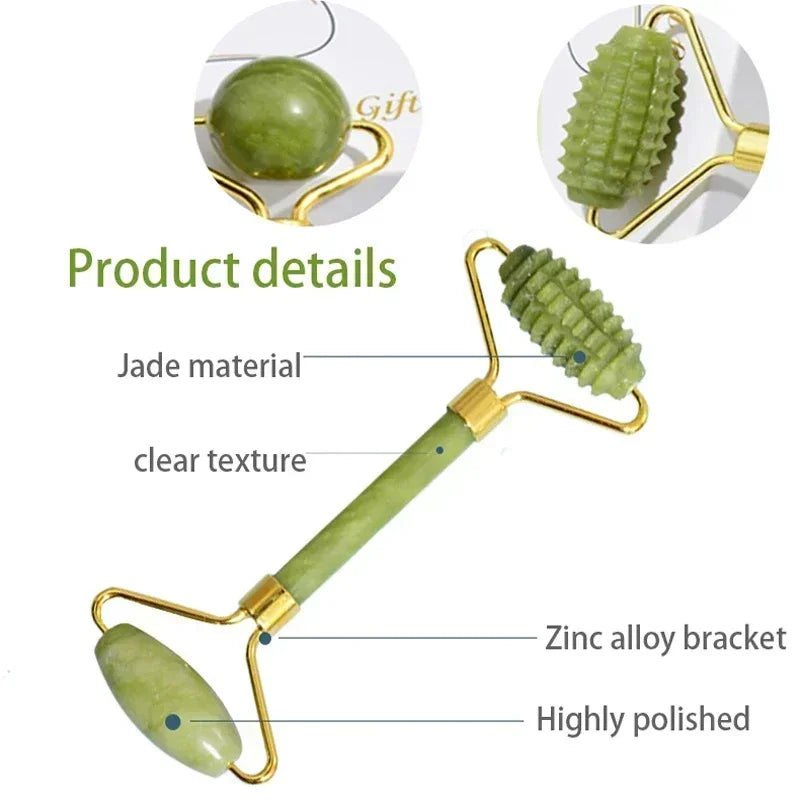 Natural Jade Roller Face Gua Sha Natural Stone Body Neck Massager Acupoint Eye Care Spa