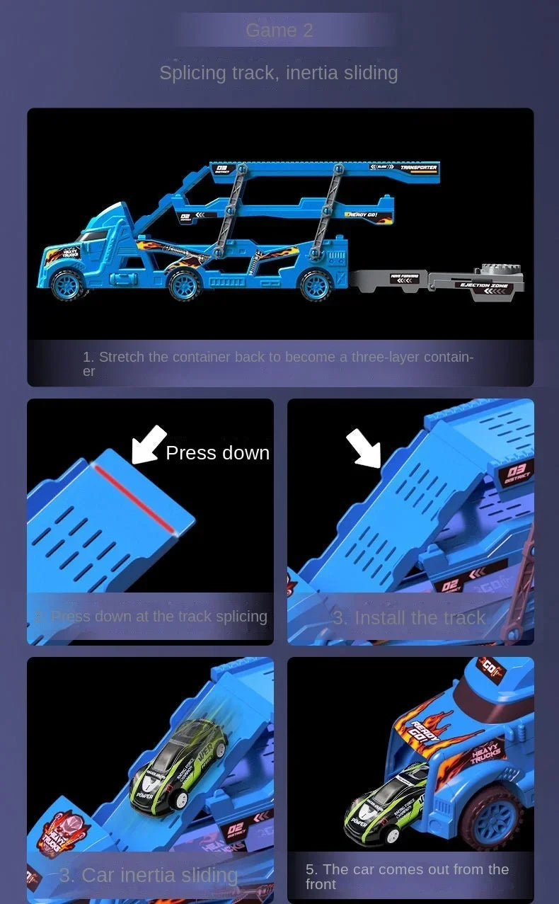 Large Kid Truck Deformation Transporter Car-Track Racing