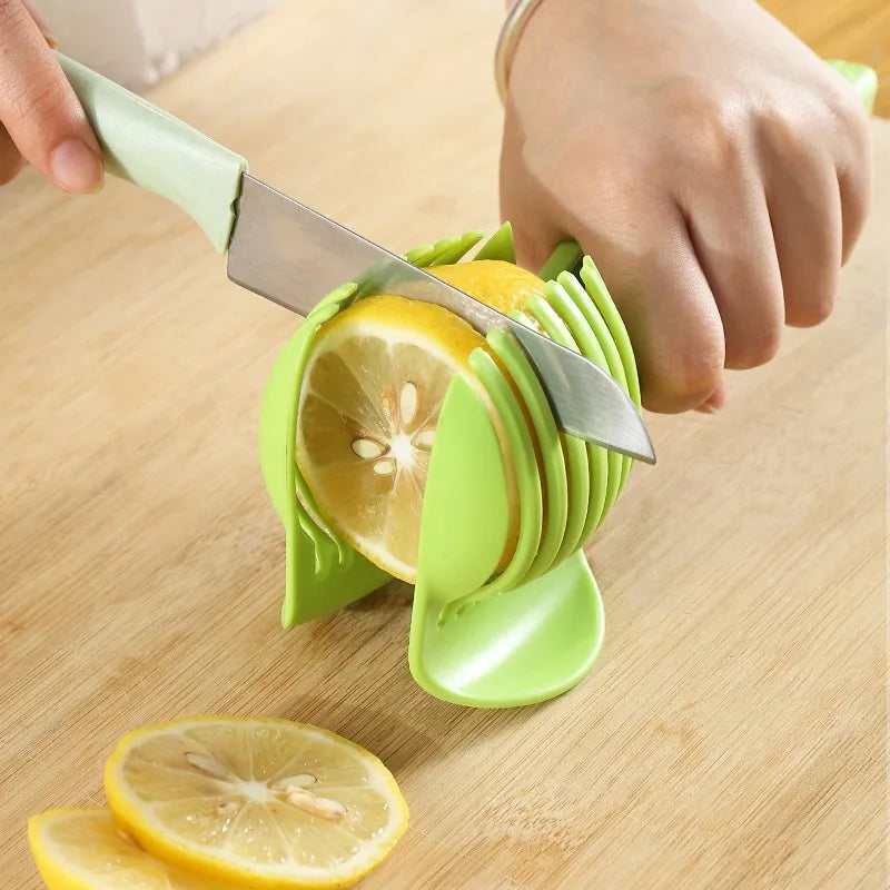 Stainless Steel Kitchen Handheld Orange Lemon Slicer Tomato Cutting Clip Fruit Slicer Onion Slicer