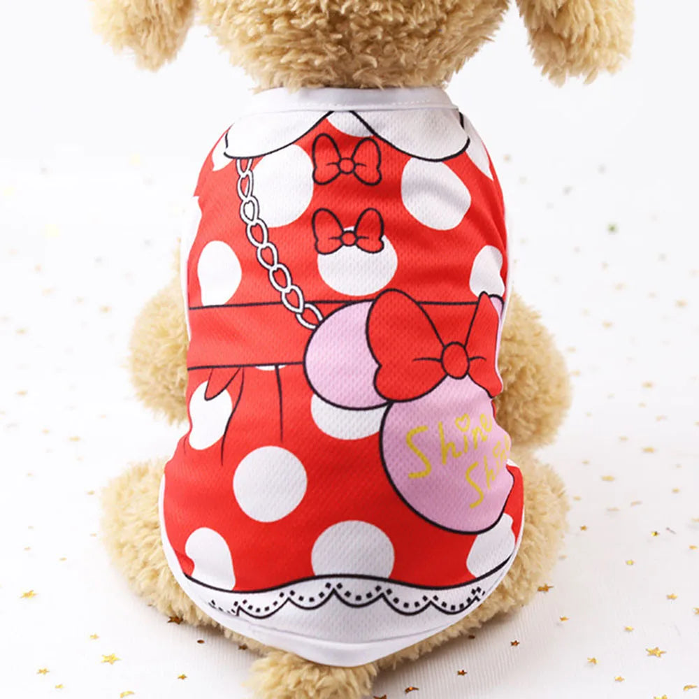 Dog Shirt Vest for Dog Soft Cartoon Sleeveless Vest Breathable Clothes for Boys or Girls Puppy Cat
