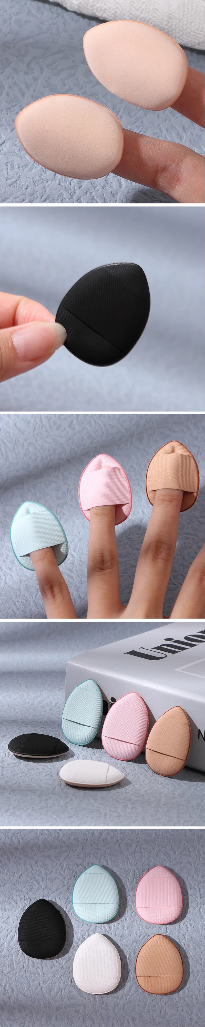 3/10pcs Mini Size Professional Cosmetic Cushion Puff Finger Puff Set Makeup Sponge