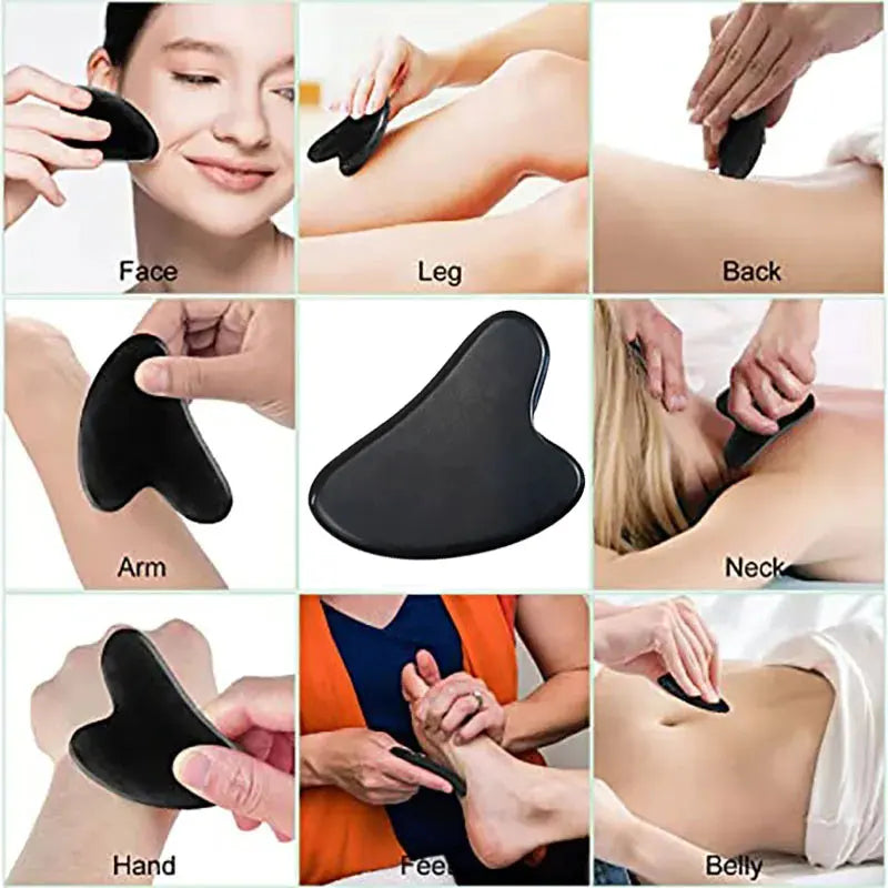 Natural Stone Gua Sha Jade Roller Massager for Face Black Double Head Roller Massage