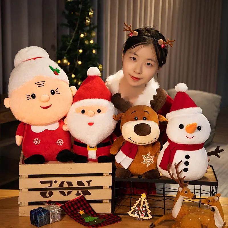 Cute Santa Claus Snowman Elk Granny Plush Toys Christmas Decor Dolls