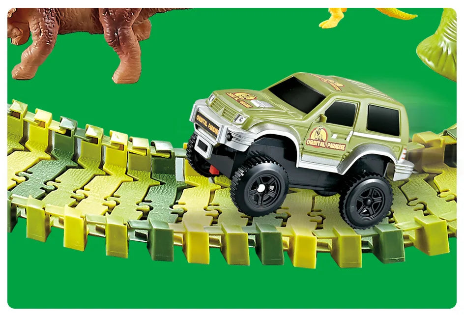 Kids Railway Toy Dinosaur Racing Tracks Electric Rail Cars