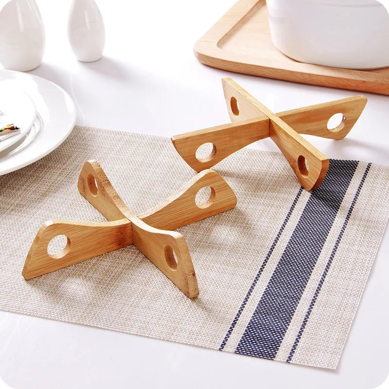Tray Rack Detachable Wood Table Mat Kitchen Pot Heat Insulated Cooling Dish Potholders