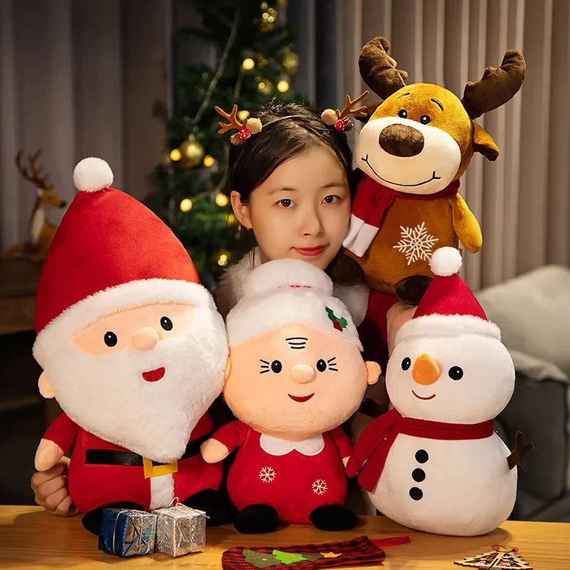 Cute Santa Claus Snowman Elk Granny Plush Toys Christmas Decor Dolls