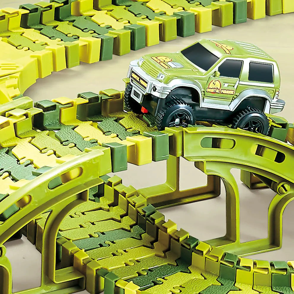 Kids Railway Toy Dinosaur Racing Tracks Electric Rail Cars