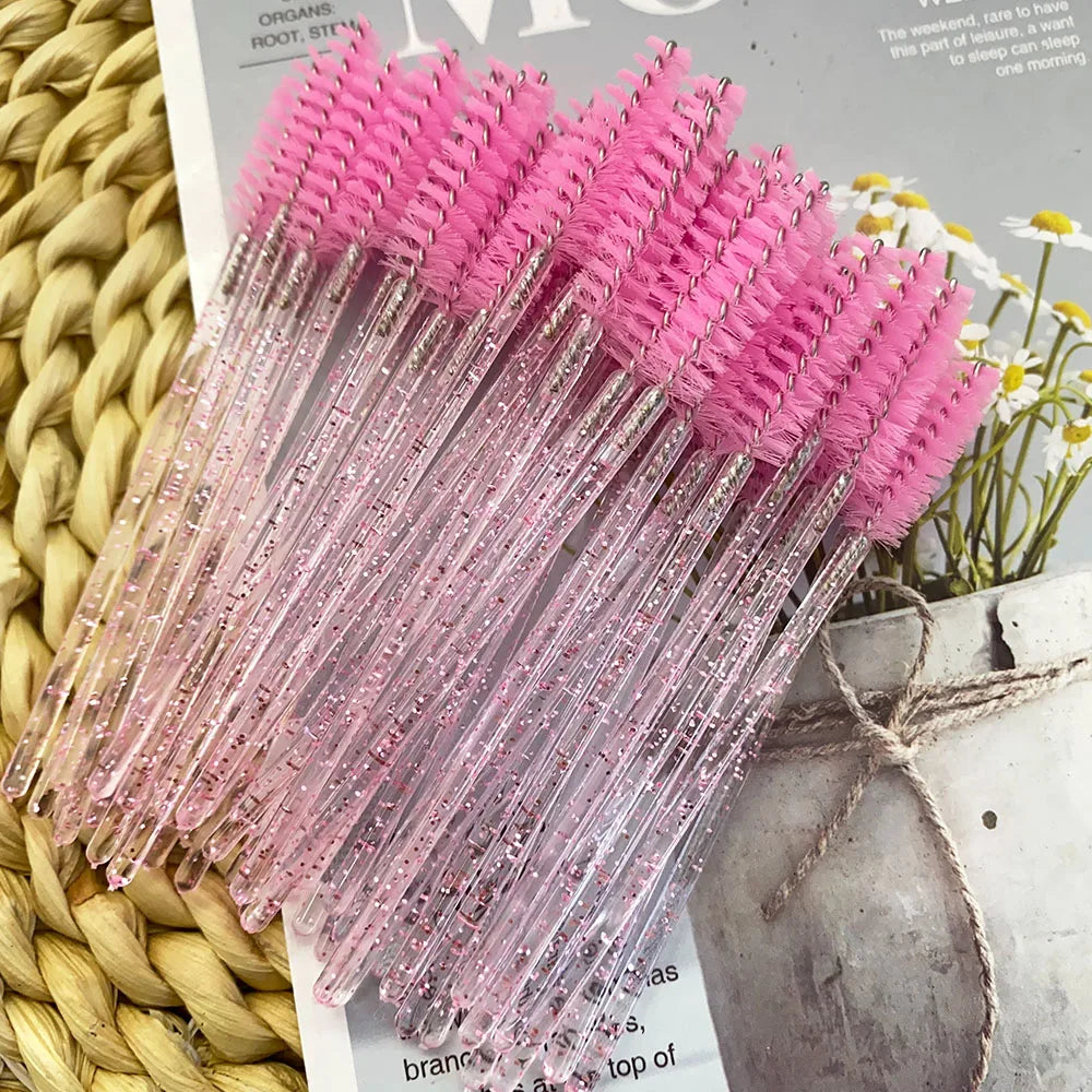 Disposable Crystal Eyelashes Brush Comb 5/50Pcs Eye Lashes Extension Mascara