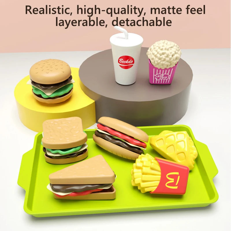 9 PCS Per Set Detachable Snack Hamburger Plastic Pretend Toy Play House