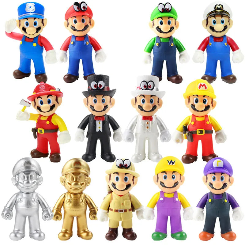 Super Mario Bros PVC Action Figure Toys Dolls Model Luigi Yoshi Donkey Kong For Kids
