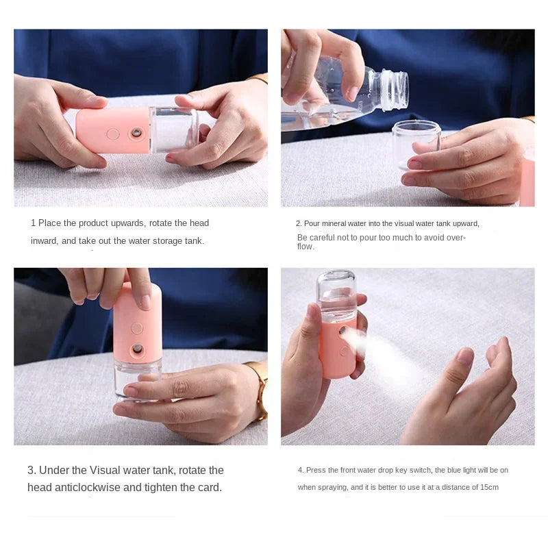 Mini Portable Humidifier Facial Steamer Device Beauty Spray Hydrating