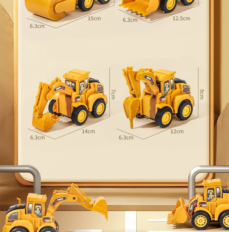 Engineering Vehicle Model Press Sliding Car Excavator Bulldozer for Children
