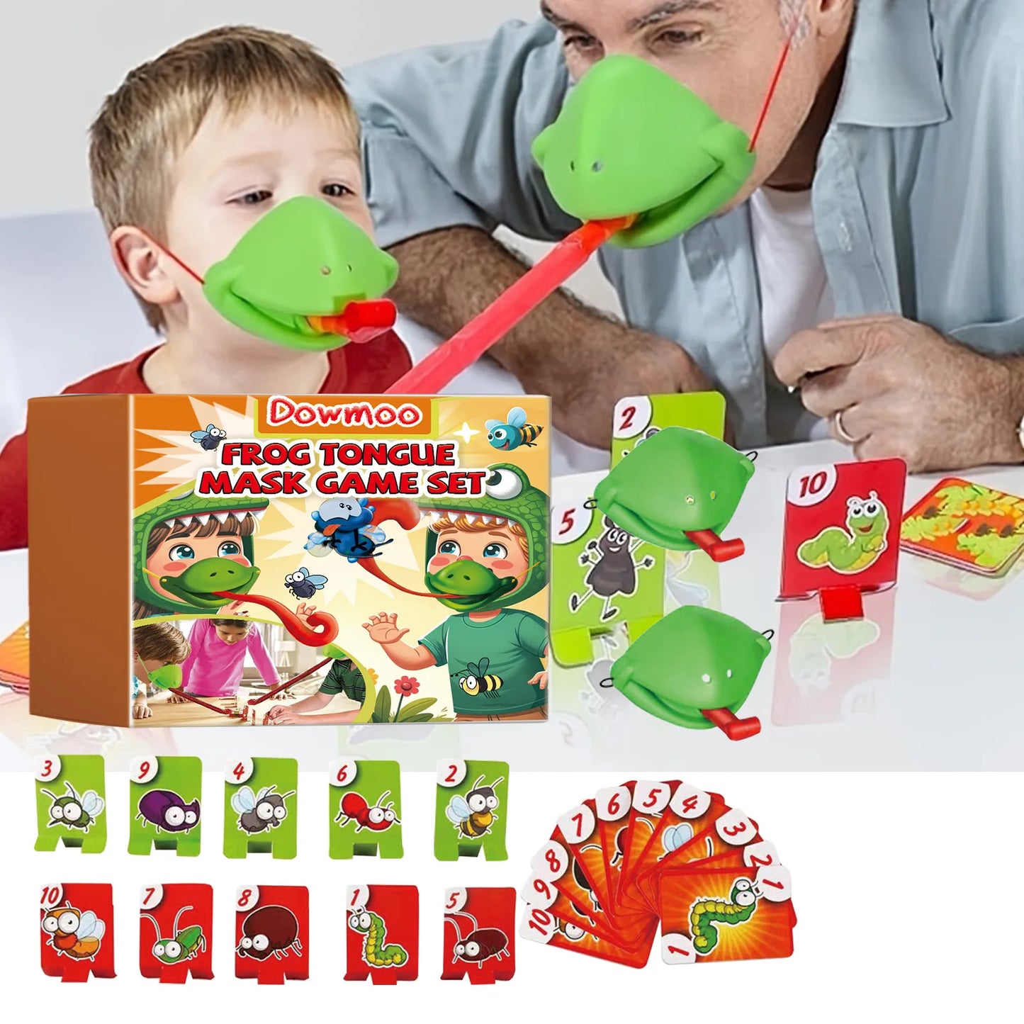 Tic Tac Tongue Competitive party board game Frog Tongue Mask desktop Game Set