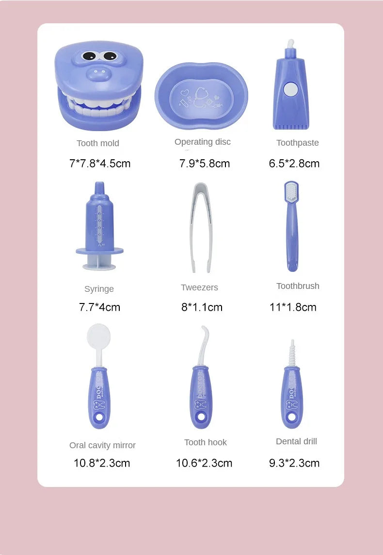 9PCS Simulation Dentist Play Set  Baby Dental Doctor Medical Kit Pretend Toy for Kids