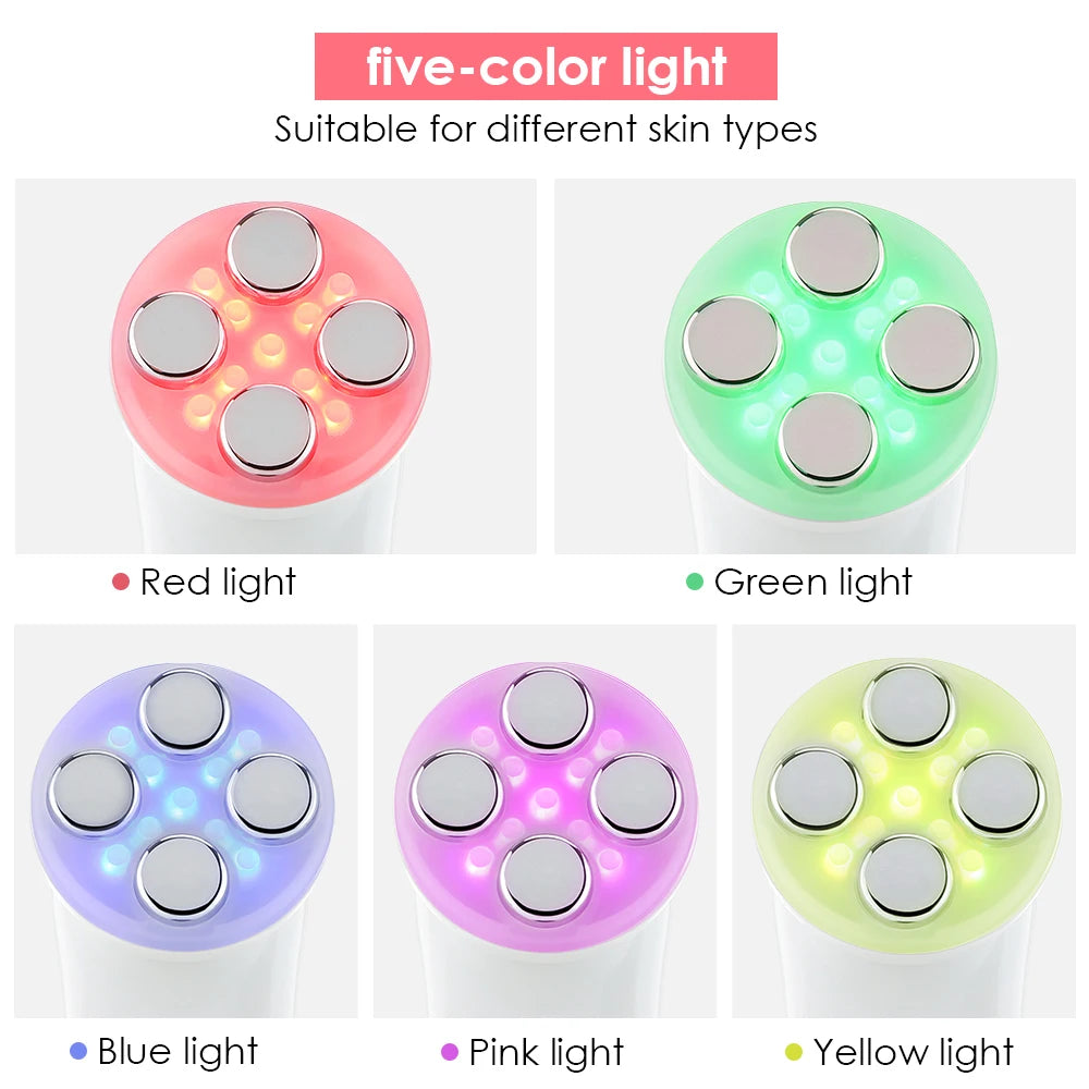 5 Colors EMS Face Beauty Device Microcurrent Red Blue Green Yellow Light Therapy IPL S