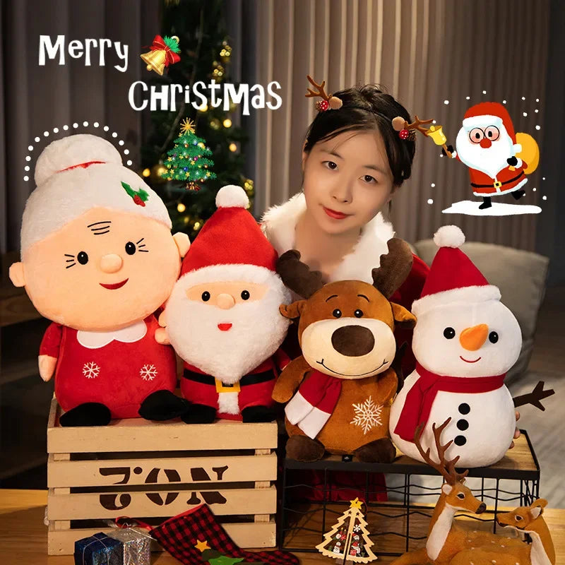 Cute Santa Claus Snowman Elk Granny Plush Toys Christmas Decor Dolls