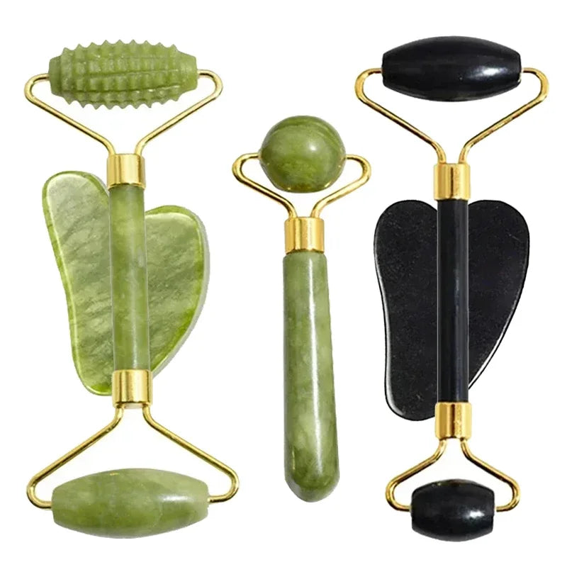 Natural Jade Roller Face Gua Sha Natural Stone Body Neck Massager Acupoint Eye Care Spa