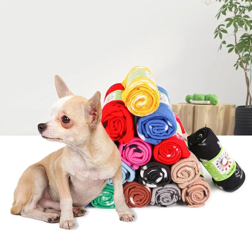Dog-Cat Winter Pet Blankets Paw Prints