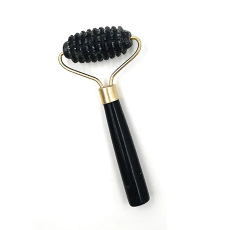 Natural Stone Gua Sha Jade Roller Massager for Face Black Double Head Roller Massage