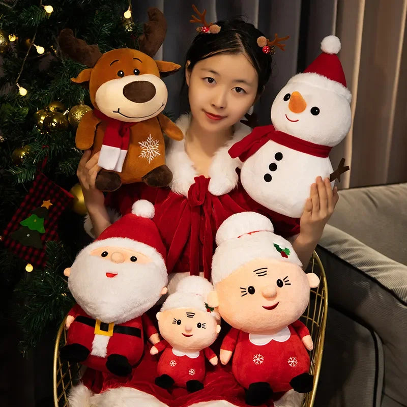 Cute Santa Claus Snowman Elk Granny Plush Toys Christmas Decor Dolls