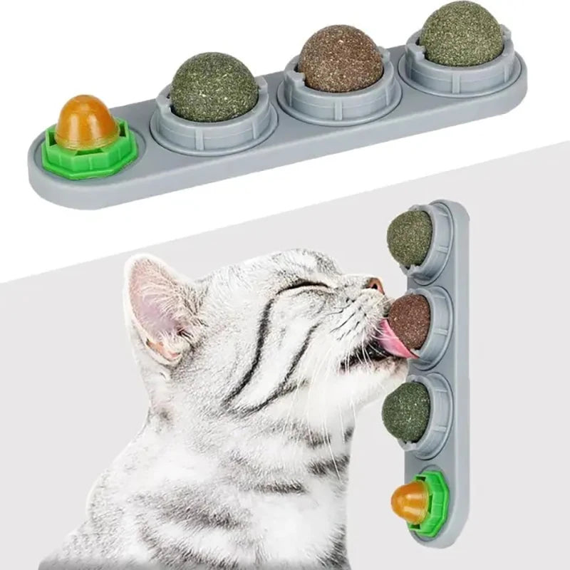 Natural Catnip Cat Wall Stick-on Ball Toy Scratchers Treats Healthy Natural