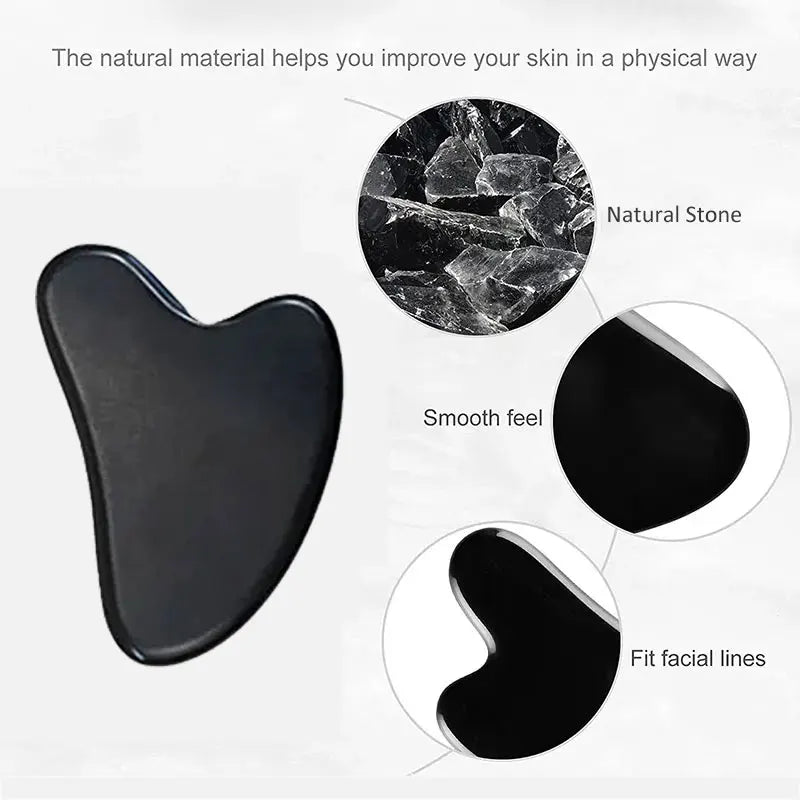 Natural Stone Gua Sha Jade Roller Massager for Face Black Double Head Roller Massage