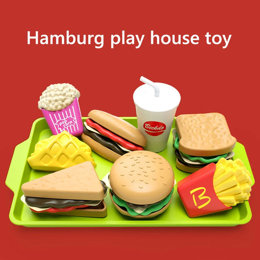 9 PCS Per Set Detachable Snack Hamburger Plastic Pretend Toy Play House