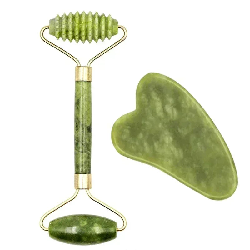 Natural Jade Roller Face Gua Sha Natural Stone Body Neck Massager Acupoint Eye Care Spa