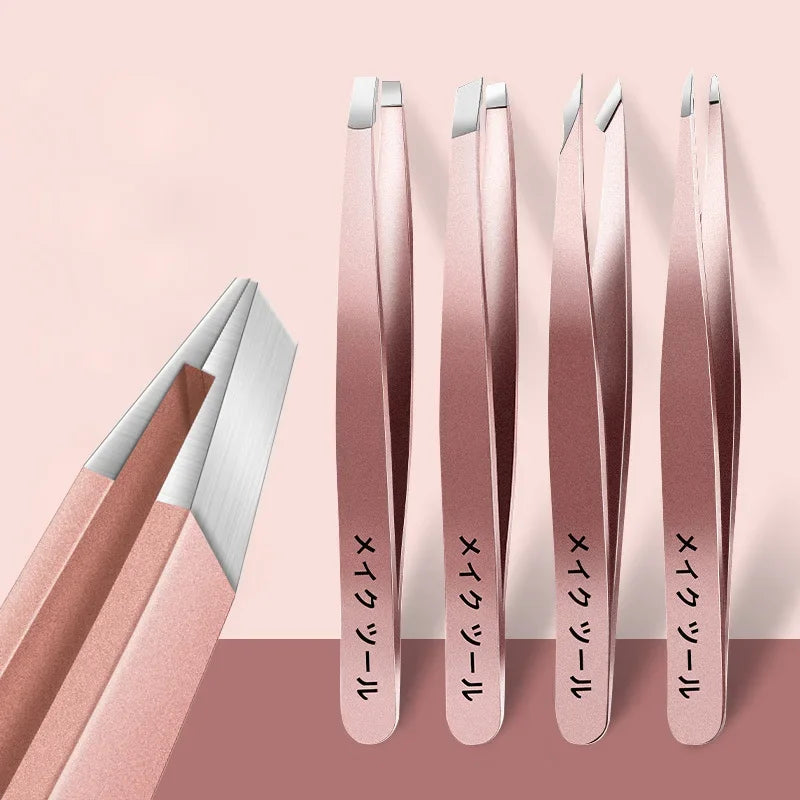 4pcs High-quality Professional Tweezers Set  Perfect For Eyebrow Hair Removal, Splinter