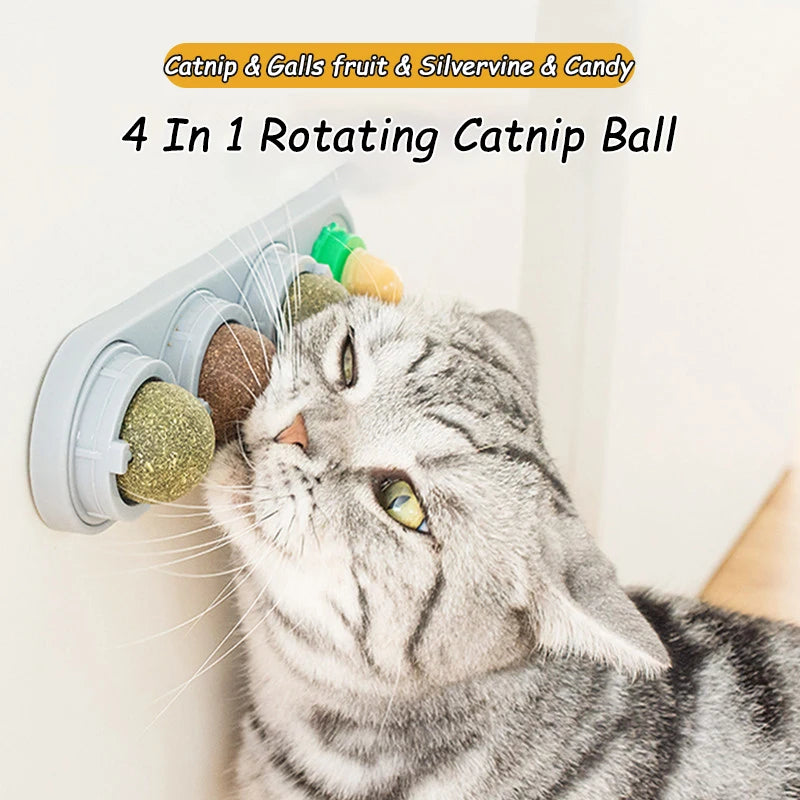 Natural Catnip Cat Wall Stick-on Ball Toy Scratchers Treats Healthy Natural