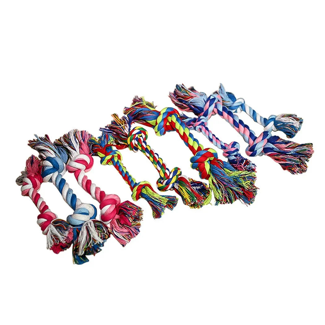 Dog Puppy Cotton Chew Knot Toy Durable Braided Bone Rope Funny Tool
