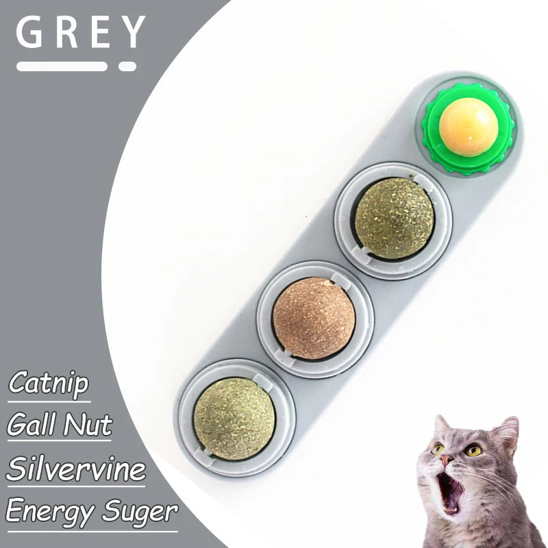 Natural Catnip Cat Wall Stick-on Ball Toy Scratchers Treats Healthy Natural